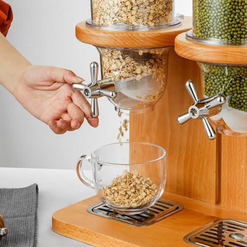 Bình Đựng Ngũ Cốc 3 Ngăn Chân Gỗ 12L Tiệc Buffet NT0314018