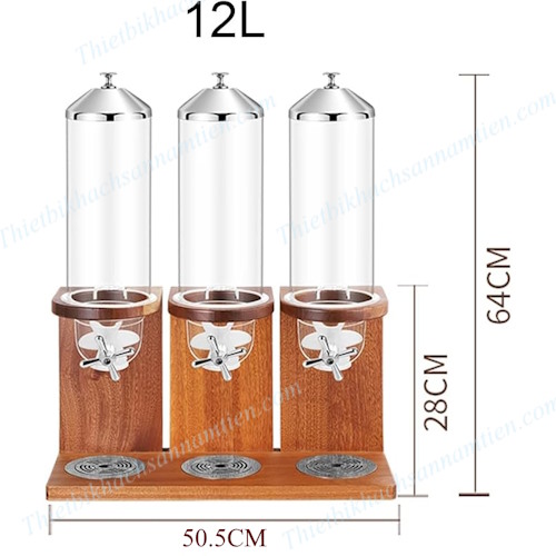 Bình Đựng Ngũ Cốc 3 Ngăn Chân Gỗ 12L Tiệc Buffet NT0314018