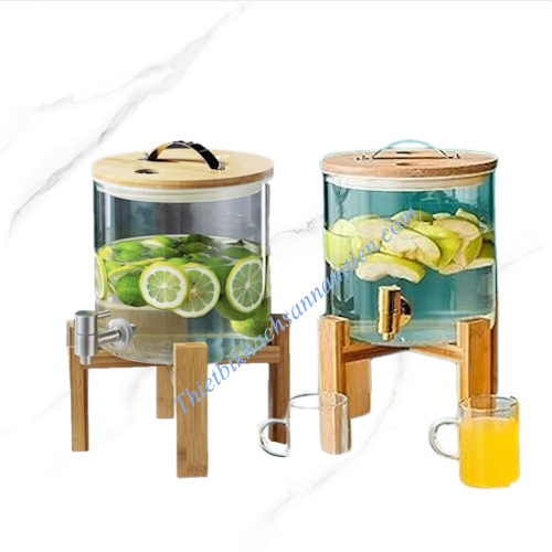 Bình Nước Trái Cây Thủy Tinh Chân Gỗ 5L NT0312054