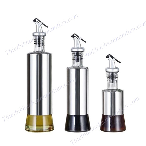 Chai Rót Nước Mắm, Dầu Ăn, Xì Dầu Thủy Tinh Bọc Inox