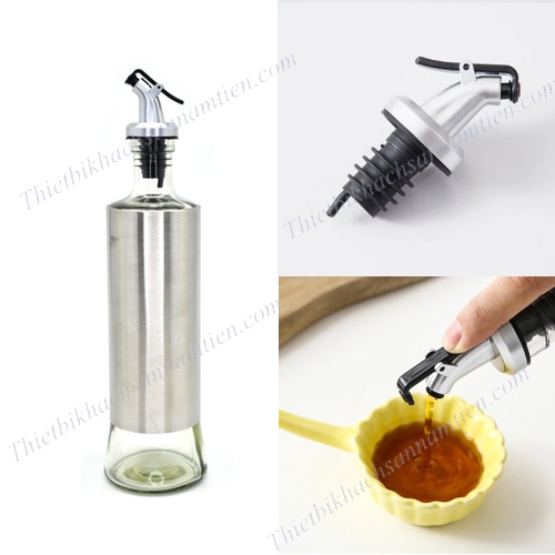 Chai Rót Nước Mắm, Dầu Ăn, Xì Dầu Thủy Tinh Bọc Inox