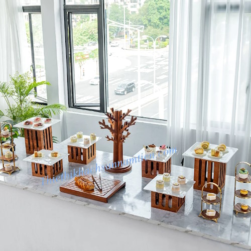 Chân Đế Gỗ Trưng Bày Thức Ăn NT0309184