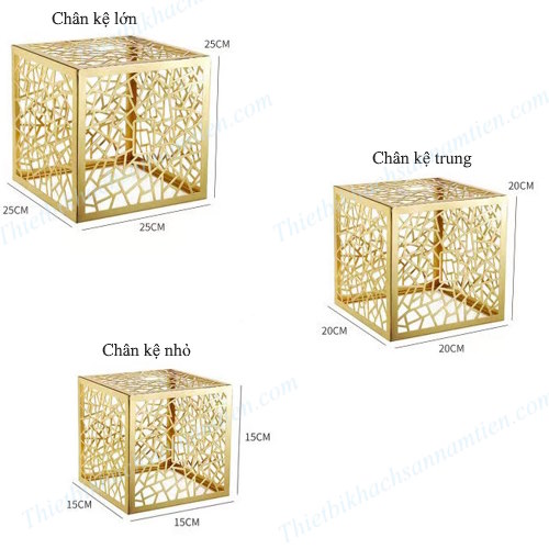 Chân Kệ Trưng Bày Buffet Inox Vàng Kẻ Lưới NT0309152