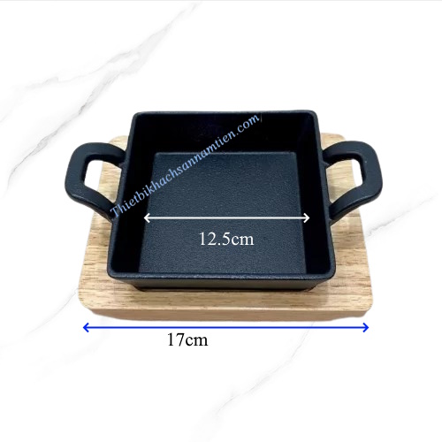 Chảo Gang Nướng Hình Vuông 2 Quai Size 12.5cm