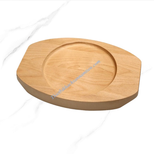 Chảo Gang Tròn 2 Quai, Chảo Gang Mini Kèm Đế Gỗ Size 18CM