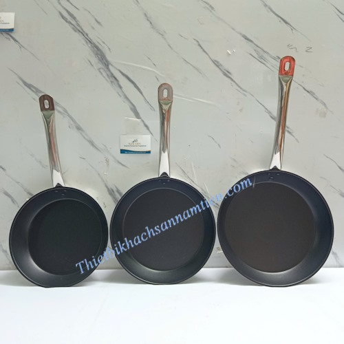 Chảo Inox Phủ Chống Dính  Đáy Cao Cấp Nhiều Size Cán Dài