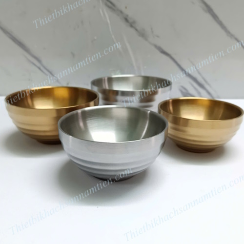 Chén Inox 304 2 Lớp Mạ Vàng Cách Nhiệt  - Dụng Cụ Bàn Tiệc Inox 304