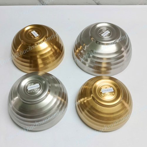 Chén Inox 304 2 Lớp Mạ Vàng Cách Nhiệt  - Dụng Cụ Bàn Tiệc Inox 304