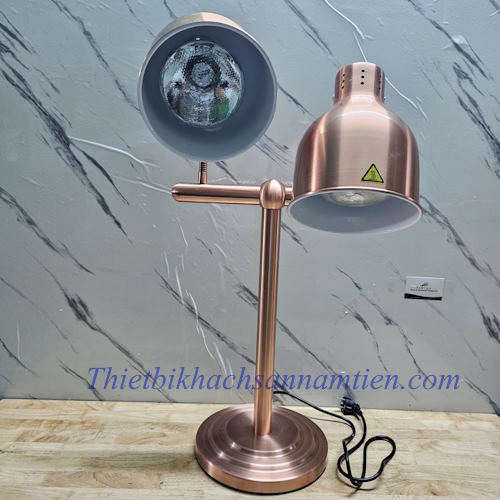 Đèn Hâm Nóng Thức Ăn 2 Bóng Đế Inox Màu Hồng
