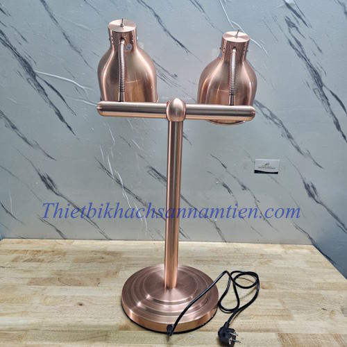 Đèn Hâm Nóng Thức Ăn 2 Bóng Đế Inox Màu Hồng