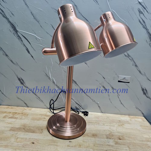 Đèn Hâm Nóng Thức Ăn 2 Bóng Đế Inox Màu Hồng