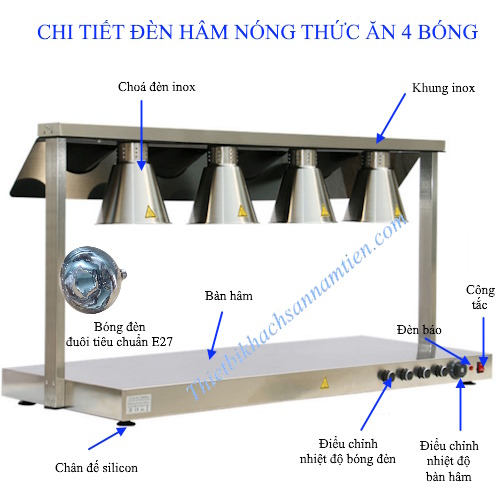 Đèn Hâm Nóng Thức Ăn 4 Bóng Inox NT0303063