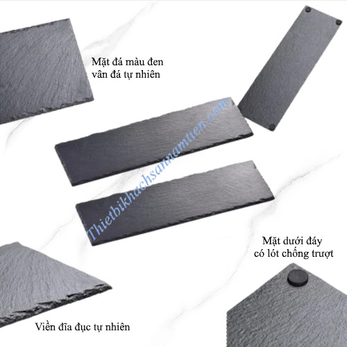 Đĩa Đá Đen Tự Nhiên Chữ Nhật Trưng Bày Trang Trí Món Ăn [350*150] NT0310037