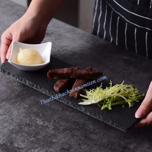 Đĩa Đá Phiến Đen, Tấm Đá Đen Chữ Nhật [400*150*7mm] NT0310038