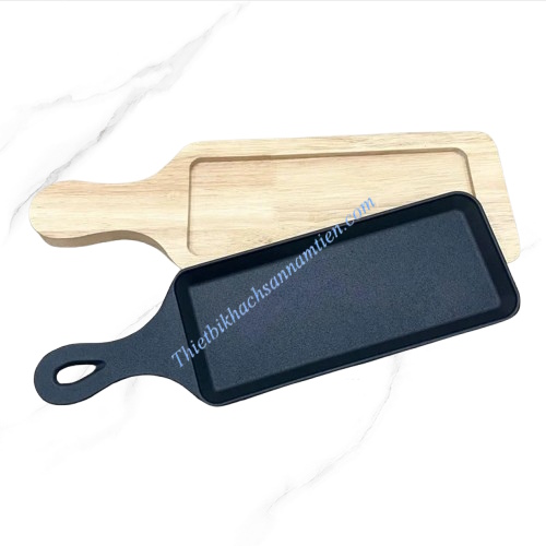 Dĩa Gang Đúc Chữ Nhật Có Tay Cầm Cỡ Lớn [Size 48.5*11.5cm]