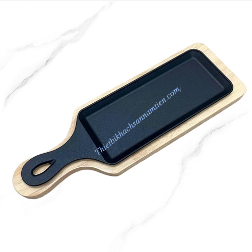 Dĩa Gang Đúc Chữ Nhật Có Tay Cầm [Size 38*11.5cm]