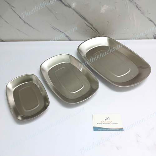 Dĩa Inox 304 Hàn Quốc Hình Chữ Nhật Lòng Sâu Cỡ Trung NT0416044