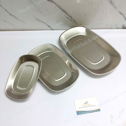 Dĩa Inox 304 Lòng Sâu Chữ Nhật Cỡ Lớn Kiểu Hàn Quốc NT0416045