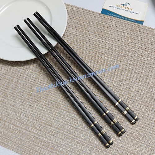 Đũa Nhựa Đen Cao Cấp Đầu Hoa Văn NT0415012