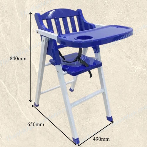 Ghế Ăn Trẻ Em Gấp Gọn Thân Nhựa Chân Sắt Sơn Màu Xanh Dương