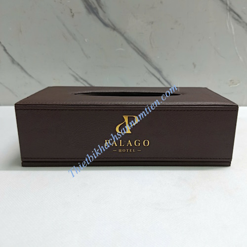 Hộp Đựng Khăn Giấy Da Simili Chữ Nhật Màu Nâu