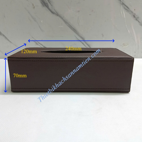 Hộp Đựng Khăn Giấy Da Simili Chữ Nhật Màu Nâu