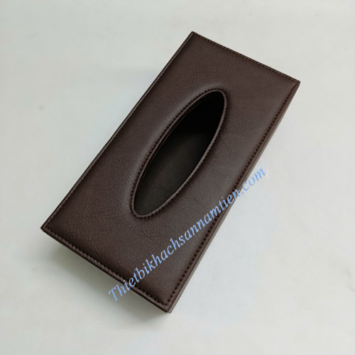 Hộp Đựng Khăn Giấy Da Simili Chữ Nhật Màu Nâu