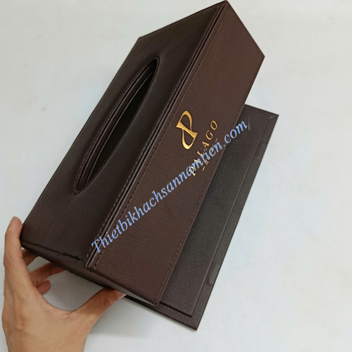 Hộp Đựng Khăn Giấy Da Simili Chữ Nhật Màu Nâu
