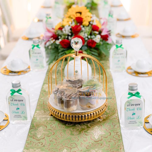 Kệ Bánh Lồng Chim 1 Tầng, Kệ Lồng Chim Mạ Vàng Đầu Pha Lê