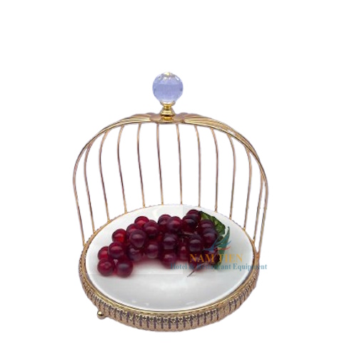 Kệ Bánh Lồng Chim 1 Tầng, Kệ Lồng Chim Mạ Vàng Đầu Pha Lê