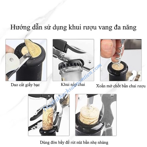 Khui Rượu Vang Đa Năng Cán Gỗ