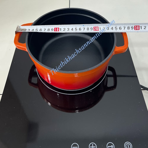 Nồi Gang Đúc Tráng Men, Chống Dính Cao Cấp Màu Cam 24Cm