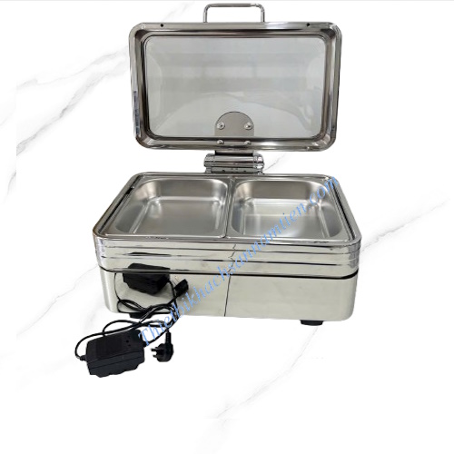 Nồi Hâm Buffet Điện Chữ Nhật Inox 304 Nắp Kính Cao Cấp