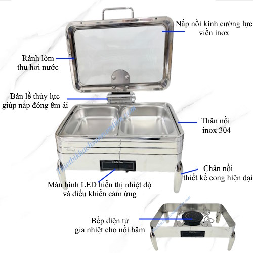 Nồi Hâm Buffet Điện CN Inox 304 Cảm Ứng Chân Cong