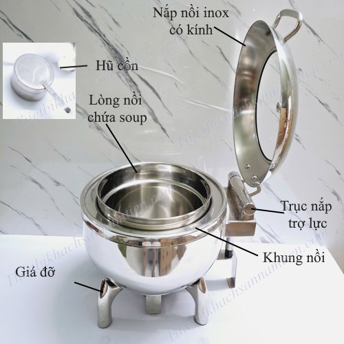 Nồi Hâm Soup Buffet Tròn Nắp Kính Giảm Âm NT0315019