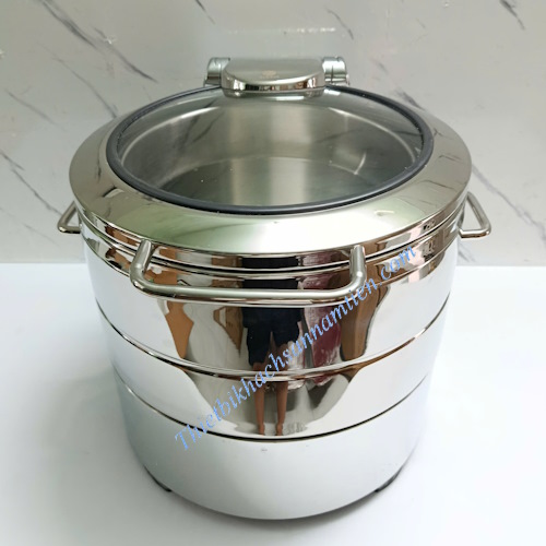 Nồi Hâm Soup Inox 304 Nắp Kính Trục Thủy Lực Dùng Điện