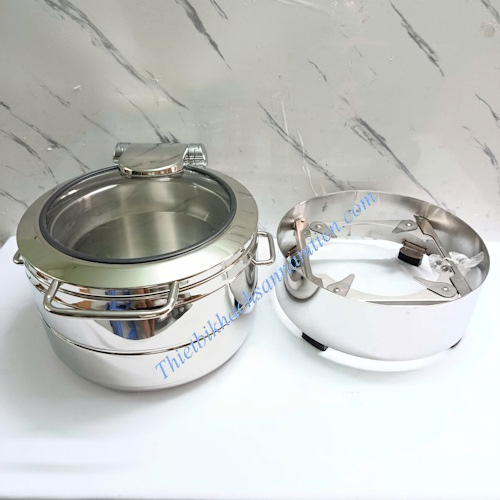 Nồi Hâm Soup Inox 304 Nắp Kính Trục Thủy Lực Dùng Điện