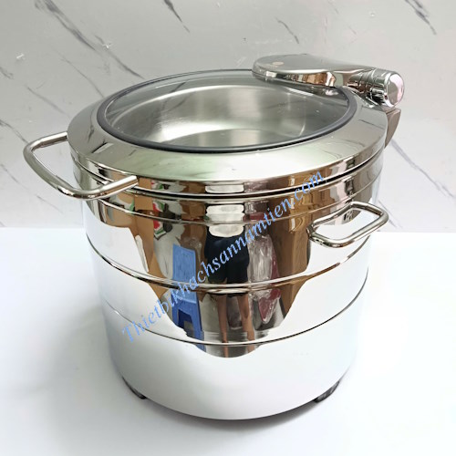 Nồi Hâm Soup Inox 304 Nắp Kính Trục Thủy Lực Dùng Điện