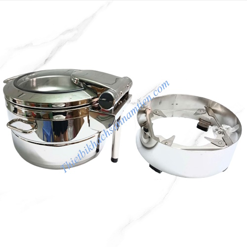 Nồi Hâm Soup Inox 304 Nắp Kính Trục Thủy Lực Dùng Điện