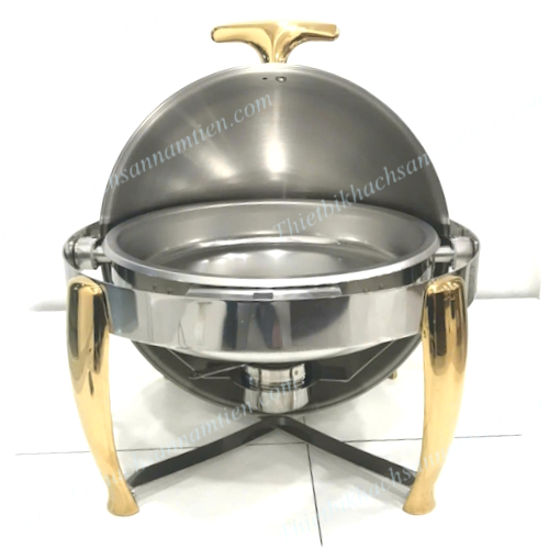 Nồi Hâm Thức Ăn Buffet Tròn Chân Mạ Vàng Nắp Mở 180 Độ NT0301130