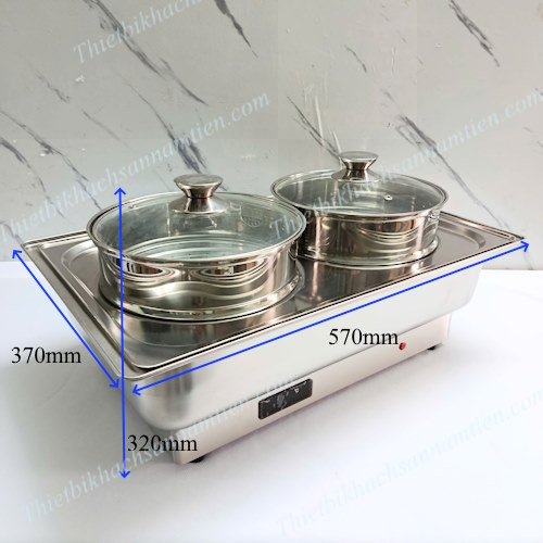 Nồi Hấp Dimsum Điện 1 Tầng 2 Ngăn 2 Xửng Chữ Nhật