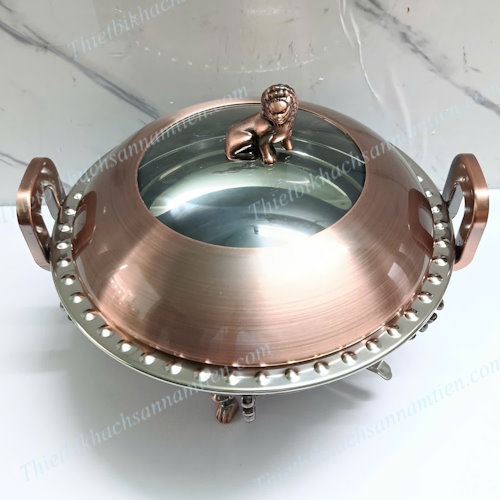 Nồi Lẩu Cổ Điển Inox Size 26 Màu Đồng Dùng Cồn NT0702015