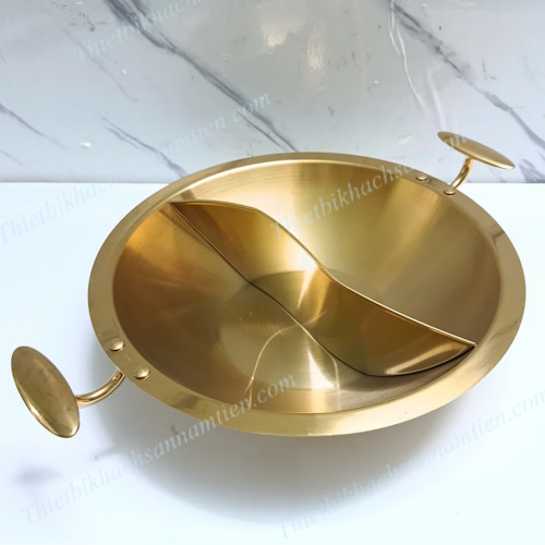 Nồi Lẩu Inox Vàng 2 Ngăn 2 Quai NT0702013