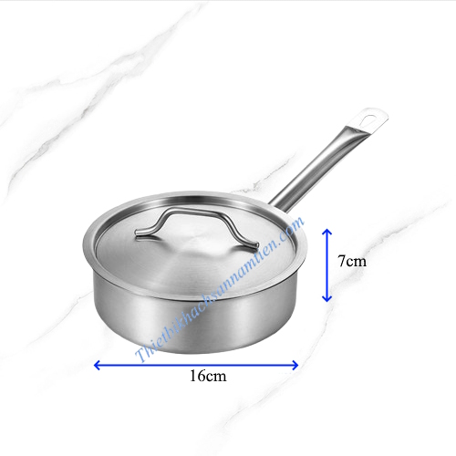 Nồi Nấu Sốt Inox 3 Đáy Thân Thấp Size 160 x H70mm NT0702052