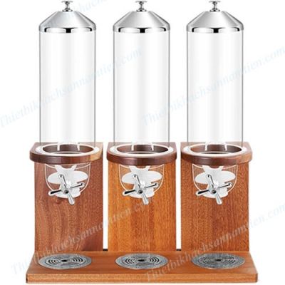 Bình Đựng Ngũ Cốc 3 Ngăn Chân Gỗ 12L Tiệc Buffet NT0314018