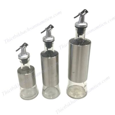 Chai Rót Nước Mắm, Dầu Ăn, Xì Dầu Thủy Tinh Bọc Inox