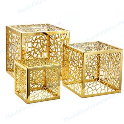 Chân Kệ Trưng Bày Buffet Inox Vàng Kẻ Lưới NT0309152