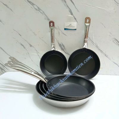 Chảo Inox Phủ Chống Dính Đáy Cao Cấp Nhiều Size Cán Dài