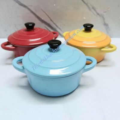 Chén Sứ Tròn Có Nắp Đựng Gia Vị, Trưng Bày Sốt Tiệc Buffet