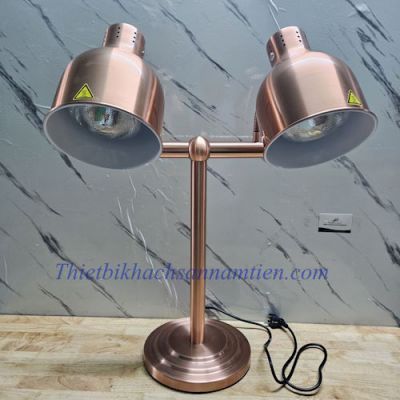 Đèn Hâm Nóng Thức Ăn 2 Bóng Đế Inox Màu Hồng